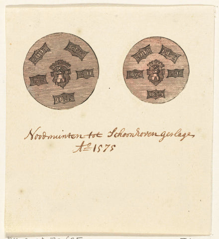 Two emergency coins struck during the siege of Schoonhoven, 1575, anonymous, 1600 - 1799 Canvas Print