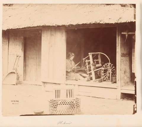 Japanese woman behind a loom, anonymous, 1884 Canvas Print