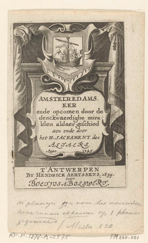 Title page with the coat of arms with the cog ship, Boetius Adamsz. Bolswert, 1639 Canvas Print