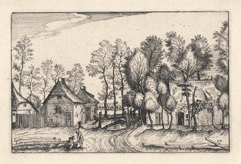 Landscape with houses and felled trees, Claes Jansz. Visscher (II), 1620 Canvas Print