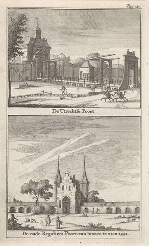 View of the Utrechtsepoort and the Regulierspoort, Jan Goeree, 1723 Canvas Print