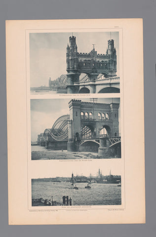 Three images of an ordinary bridge over the Elbe, a railway bridge over the Elbe and a view of the Elbe, Wilhelm Dreesen, 1894 Canvas Print