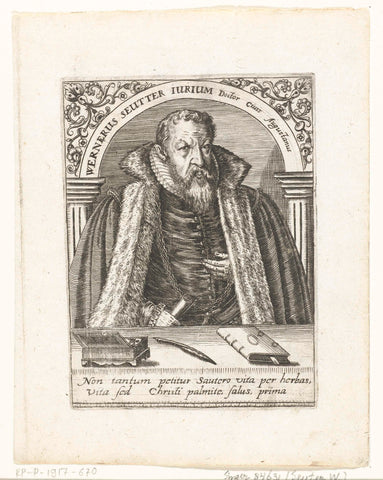 Portrait of Werner Seuter, Theodor de Bry, c. 1597 - c. 1599 Canvas Print