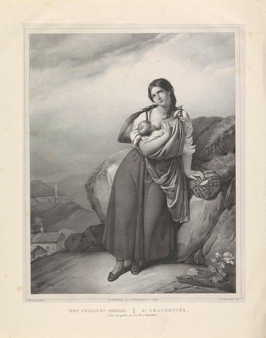 Young mother with child in mountain landscape, Isaac Cornelis Elink Sterk, after 1829 - in or before 1863 Canvas Print