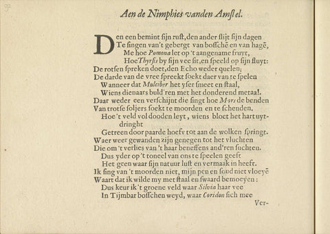 Dutch poem on the Nymphs of the Amstel, page 1, Crispijn van de Passe (II), 1640 Canvas Print