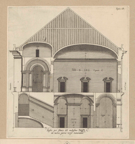 Longitudinal section of the Villa Spinola di San Pietro in Genoa, Nicolaes Ryckmans, 1622 Canvas Print