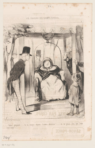 Caricature of a lady on a scale, Honoré Daumier, 1843 Canvas Print