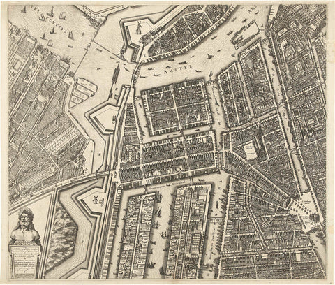 Map of Amsterdam (leaf middle left), 1625, Balthasar Florisz. of Berckenrode, 1625 Canvas Print