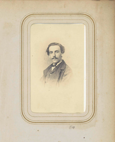 Portrait of a man with a moustache and a bow, anonymous, c. 1860 - c. 1880 Canvas Print