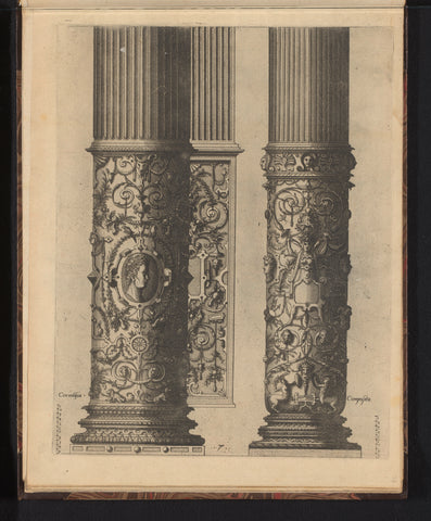 Two 'columnae caelatae', in the Corinthian and Composite Order, John or Lucas of Diy, 1565 Canvas Print