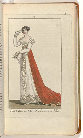 Elegantia, or magazine of fashion, luxury and taste for ladies, January 1809, No. 67: Robe de Cour and Satin..., anonymous, 1809 Canvas Print