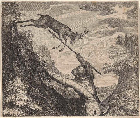 Fable of the chamois and hunter, Aegidius Sadeler, 1608 Canvas Print