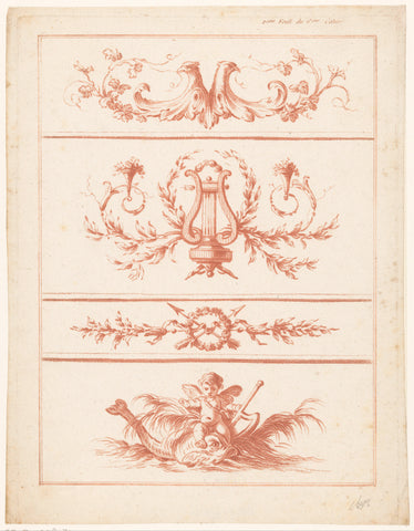 Four friezes with arabesques, anonymous, 1770 - 1780 Canvas Print