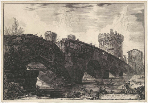 Ponte Lucano with the Tomb of Plautius Lucanus, Giovanni Battista Piranesi, 1748 - 1778 Canvas Print