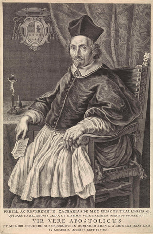 Portrait of Zacharias de Mez, bishop of Tralles, Theodor Matham, 1661-1676 Canvas Print