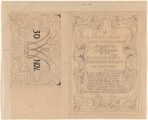 Design for a charter for Pieter Julius van Wijngaarden, 1922, Carel Adolph Lion Cachet, 1922 Canvas Print