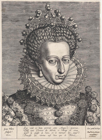 Portrait of Catherine of Bourbon, Johannes Wierix, 1600 Canvas Print