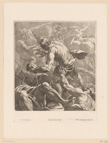 Giants in battle with the Olympic gods, Michel Dorigny, 1651 Canvas Print