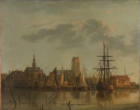 View of Dordrecht at Sunset, Aelbert Cuyp (copy after), c. 1700 - c. 1842 Canvas Print