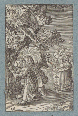 Angel protects child from vain woman, Christopher of Sichem (II), 1628 Canvas Print