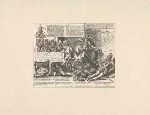 Reproduction of the print with the death of Don Juan and the humiliation of Alva, 1578, Sons, & Stewart, G. Waterston, 1878 Canvas Print