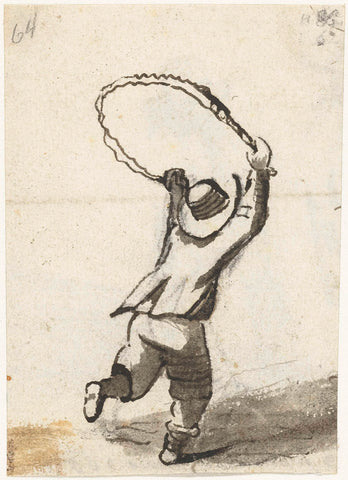 Boy jumping rope, from behind, Harmen ter Borch, 1653 Canvas Print