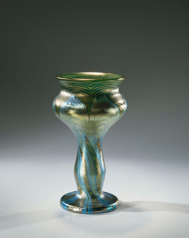 Vase with silver threads and a silver iridescent on a light green long distance, Witwe Johan Lötz, c. 1901 - c. 1903 Canvas Print