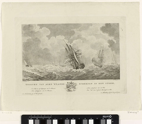 Dutch fleet in the storm, 1784, Mathias de Sallieth, 1785 Canvas Print