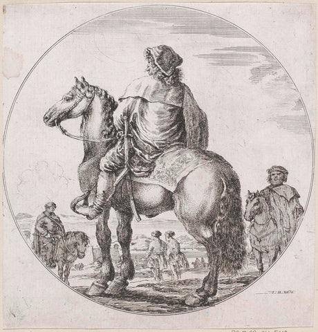 Hongaarse man te paard op de rug gezien, Stefano della Bella, 1620 - 1664 Canvas Print