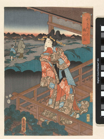 Woman on balcony, Kunisada (I) , Utagawa, 1852 Canvas Print