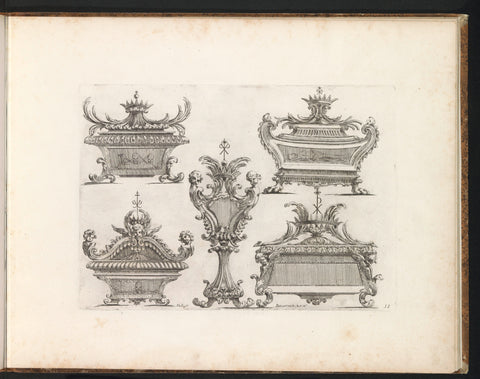 Five designs for a coffin, Filippo Passarini, 1698 Canvas Print