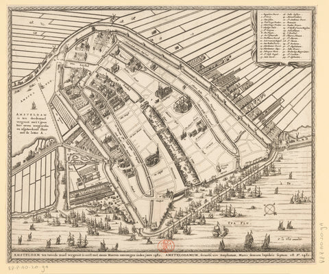 Map of Amsterdam, 1482, anonymous, c. 1671 - c. 1680 Canvas Print