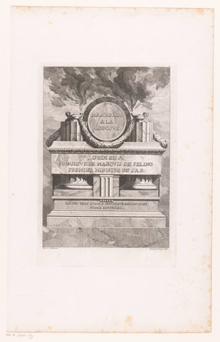 Funerary monument with columns and oil lamps, Benigno Bossi, 1771 Canvas Print