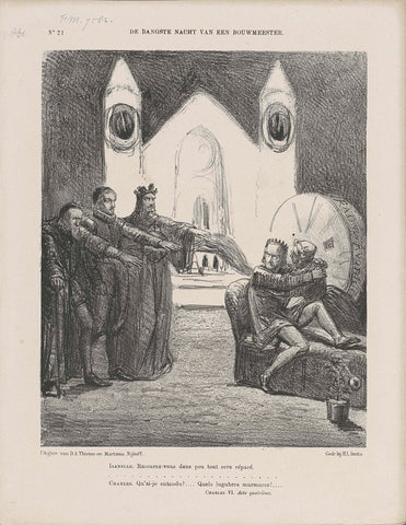 Cartoon on the architect W.N. Rose, 1861, Johan Michaël Schmidt Crans, 1861 Canvas Print