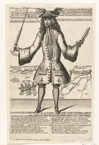 Cartoon on the Elector of Bavaria, 1705, anonymous, 1705 - 1706 Canvas Print