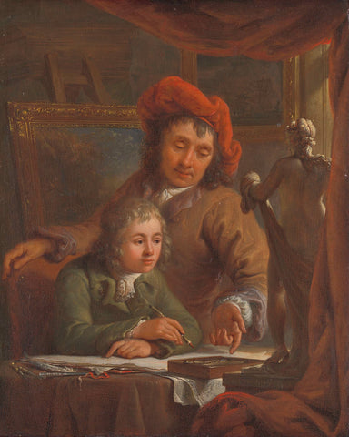 The Drawing Lesson, Abraham van Strij (I), c. 1790 - c. 1809 Canvas Print