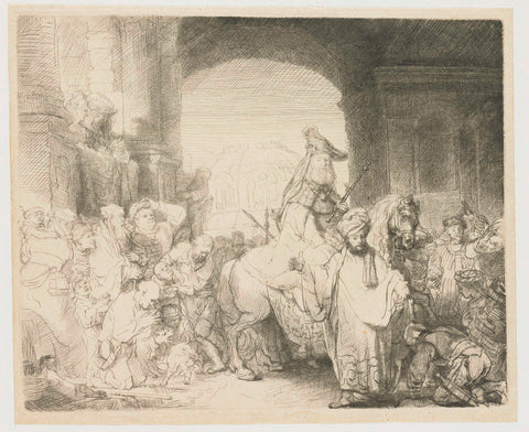 The triumph of Mordecai, Rembrandt van Rijn, c. 1641 Canvas Print