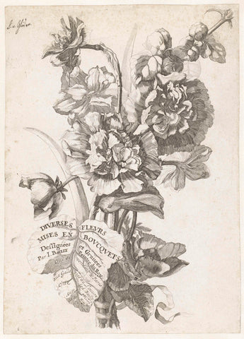 Title Page with a Bouquet of Peonies, Jacques Bailly (I), c. 1670 Canvas Print