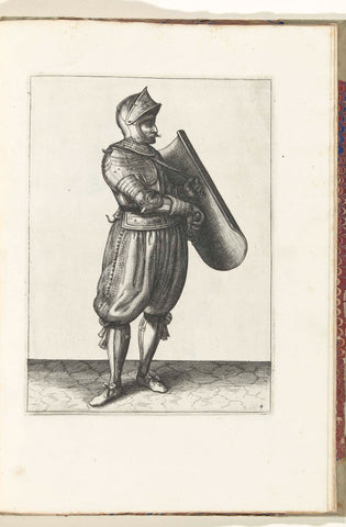 The exercise with the targe and rapier: the soldier holds the targe slightly forward to be able to pull the rapier (no. 4), 1618, Adam van Breen, 1616 - 1618 Canvas Print