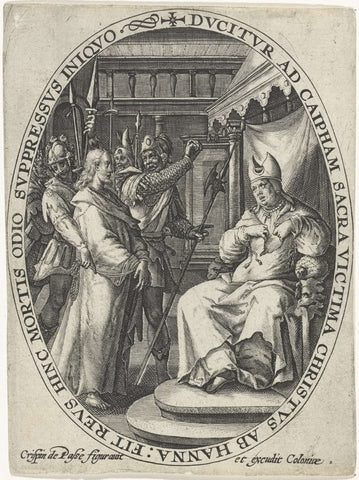 Christ before Caiaphas, Crispijn van de Passe (I), 1600 Canvas Print