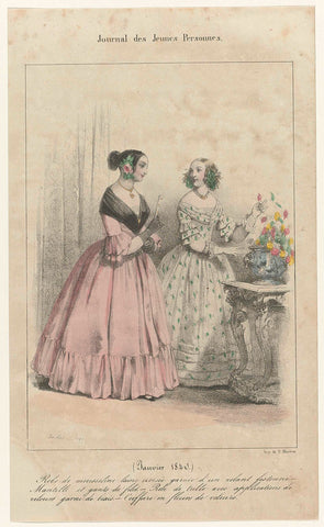 Journal des Jeunes Personnes, January 1840 : Robe de mousselin (...), anonymous, 1840 Canvas Print