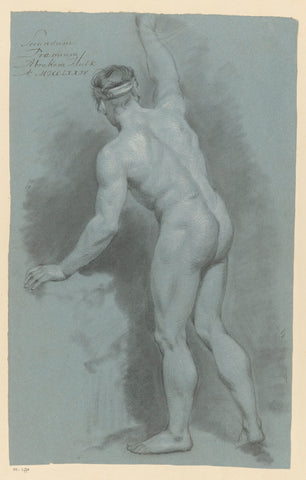 Standing male nude, seen on the back (2nd prize 1774), Abraham Pietersz. Hulk, 1774 Canvas Print