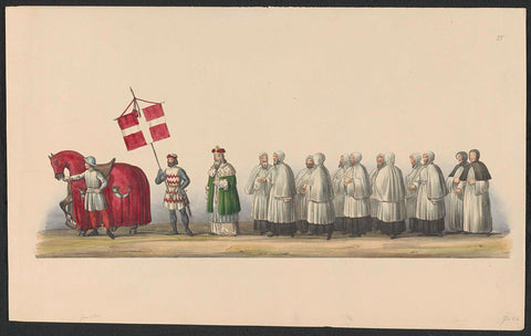 Costumed procession of 1841: king and clergy (sheet IV), anonymous, 1841 Canvas Print