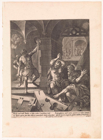 Conversion of the Philippian Keeper of Prisoners, Johann Sadeler (I), 1580 Canvas Print