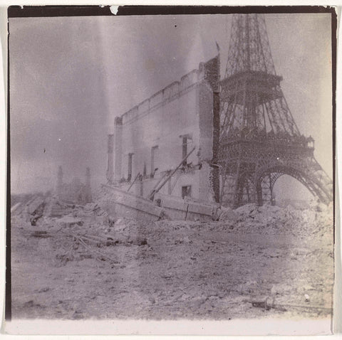 Construction of pavilions next to the Eiffel Tower for the 1889 World's Fair in Paris, anonymous, 1889 Canvas Print