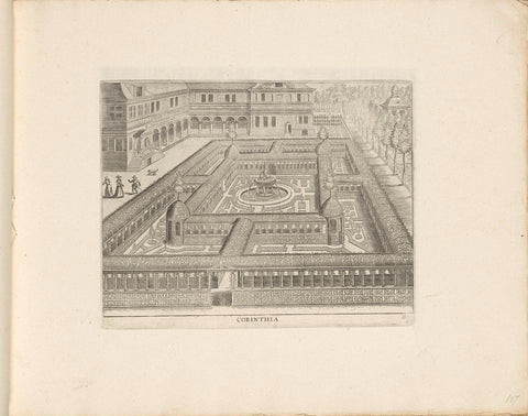 Garden with central first floor surrounded by a double row of railing corridors, Hans Vredeman de Vries, c. 1635 - c. 1640 Canvas Print