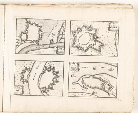 Maps of Wesel, Burick, Rees and Schenckenschans, c. 1702, anonymous, 1702 - 1703 Canvas Print