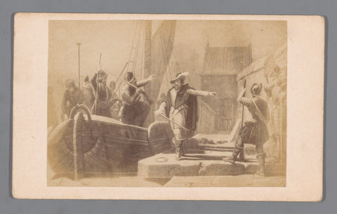 Photo Reproduction of an engraving of the surprise attack on the castle of Breda with the help of a peat ship on March 4, 1590, anonymous, 1850 - 1900 Canvas Print