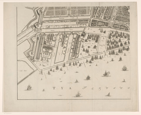 Map of Amsterdam (part lower left), Gerrit de Broen (II), 1744 - 1768 Canvas Print