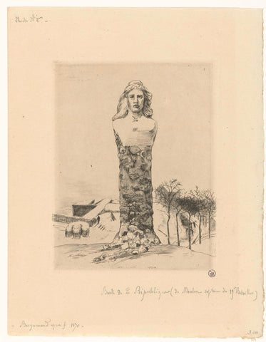 Image La République as bust of young woman at defences during siege of Paris, Félix Bracquemond, 1874 Canvas Print